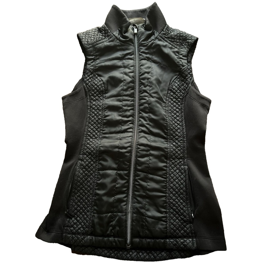Athleta Full Zip High Neck Quilted Puffer Vest Black Size XXS Pockets Sreetwear